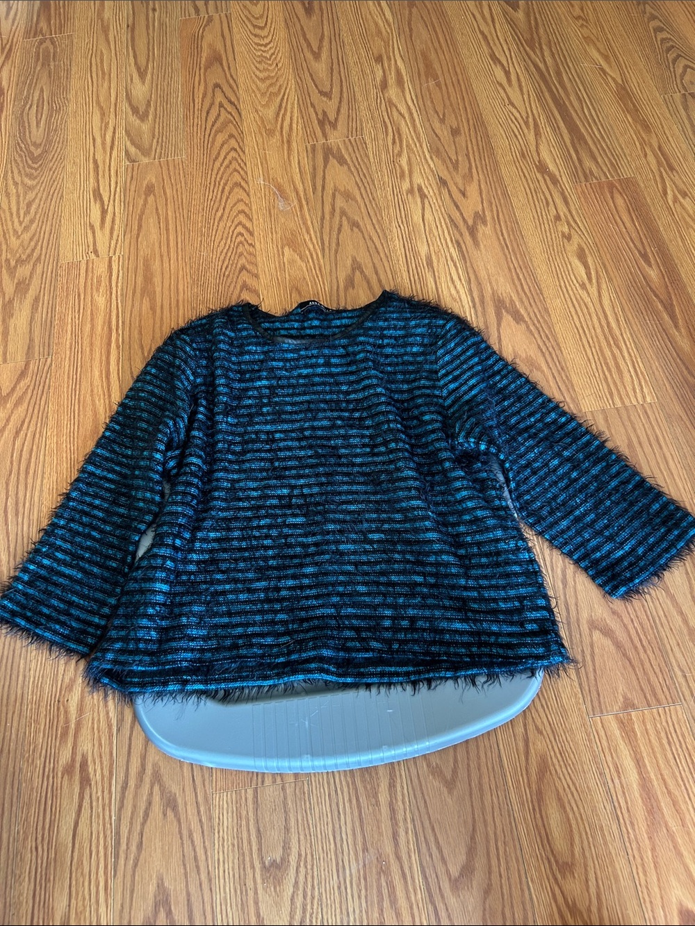 Annabelle Black and Teal Striped Crewneck Sweater